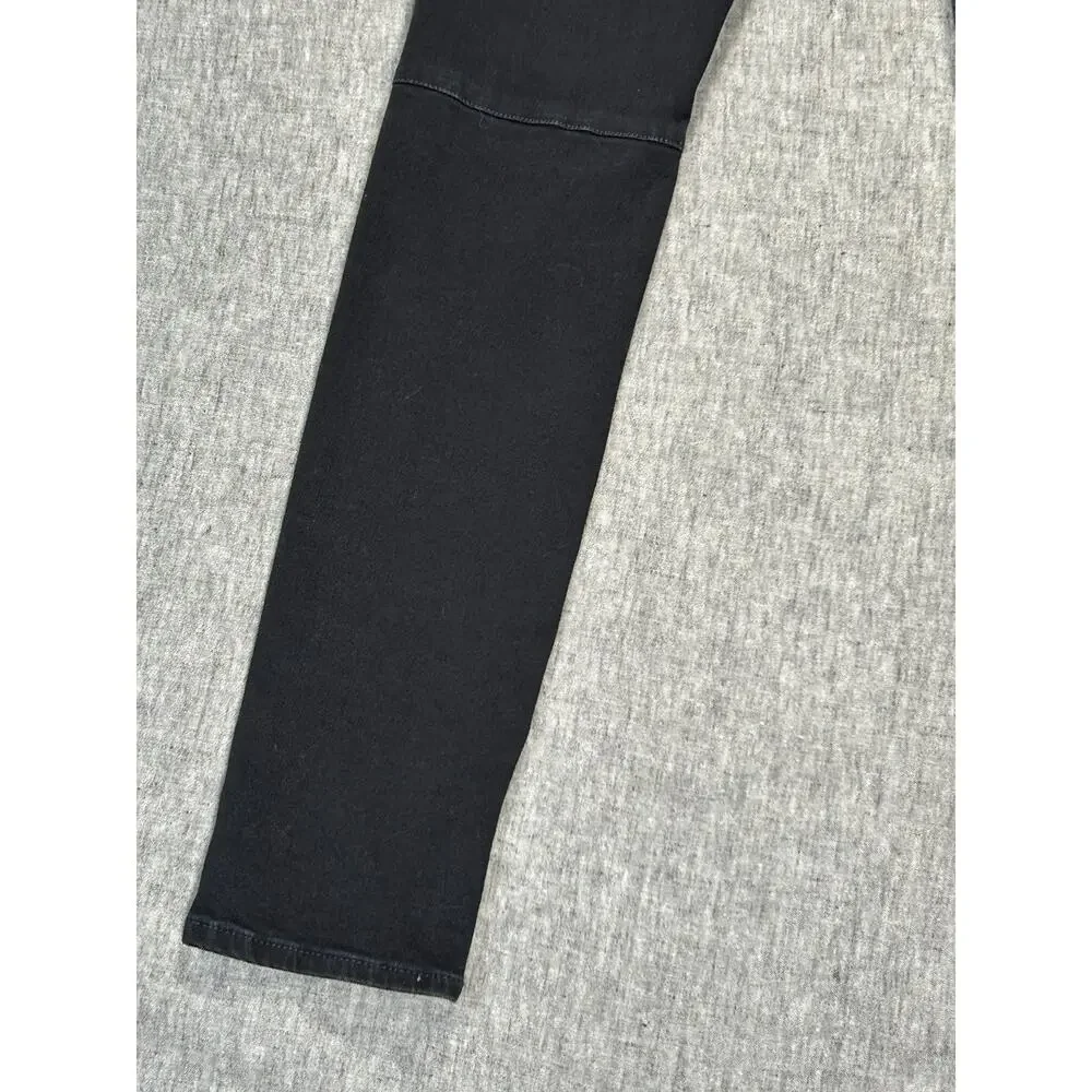 True Religion Rocco Moto Jeans Mens 28x34 Black Faded Relaxed Skinny Stretch